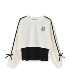 mezzo piano junior / メゾピアノジュニア Tシャツ | 【人気商品再入荷】【直営店で取り扱い無し】サイドライン&リボン長袖Tシャツ　タンクトップセット