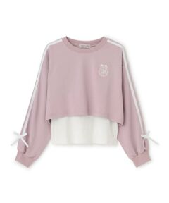 mezzo piano junior / メゾピアノジュニア Tシャツ | 【人気商品再入荷】【直営店で取り扱い無し】サイドライン&リボン長袖Tシャツ　タンクトップセット