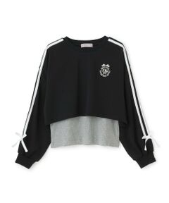 mezzo piano junior / メゾピアノジュニア Tシャツ | 【人気商品再入荷】【直営店で取り扱い無し】サイドライン&リボン長袖Tシャツ　タンクトップセット