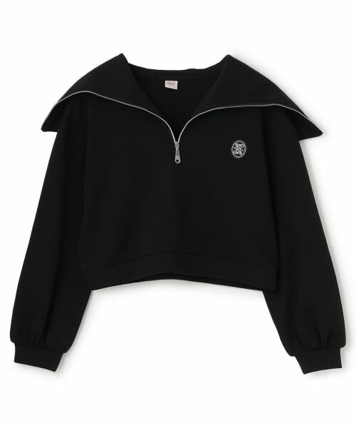 mezzo piano junior / メゾピアノジュニア Tシャツ | 【人気商品再入荷】【直営店で取り扱い無し】ハーフジップセーラー長袖Tシャツ（黒）