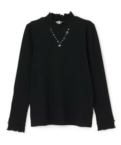 mezzo piano junior / メゾピアノジュニア Tシャツ | 【人気商品再入荷】【直営店で取り扱い無し】リボンネックレス長袖Tシャツ