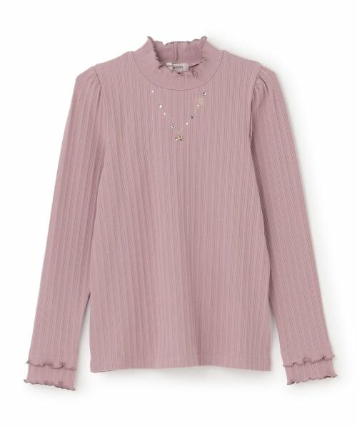 mezzo piano junior / メゾピアノジュニア Tシャツ | 【人気商品再入荷】【直営店で取り扱い無し】リボンネックレス長袖Tシャツ（ピンク）