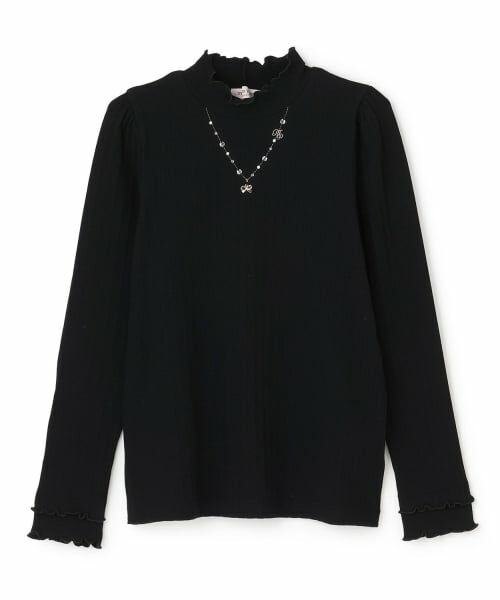 mezzo piano junior / メゾピアノジュニア Tシャツ | 【人気商品再入荷】【直営店で取り扱い無し】リボンネックレス長袖Tシャツ（黒）