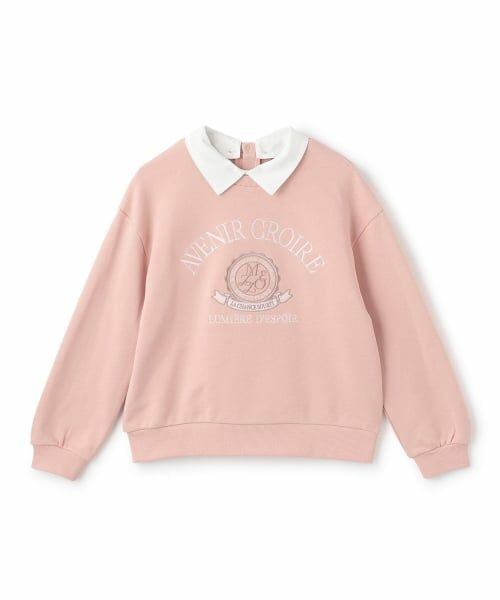 mezzo piano junior / メゾピアノジュニア スウェット | 【人気商品再入荷】【直営店で取り扱い無し】衿つきカレッジトレーナー（ピンク）