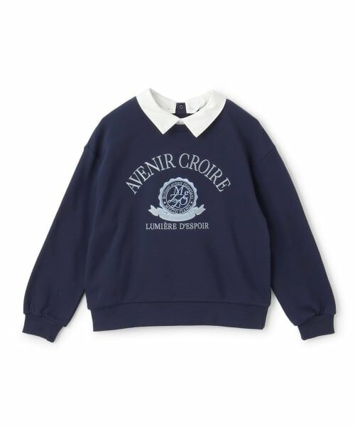 mezzo piano junior / メゾピアノジュニア スウェット | 【人気商品再入荷】【直営店で取り扱い無し】衿つきカレッジトレーナー（紺）