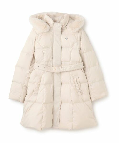 mezzo piano junior / メゾピアノジュニア その他アウター | 8143311：【はっ水】ベルトつきリボンポケットロングダウン（薄ベージュ）