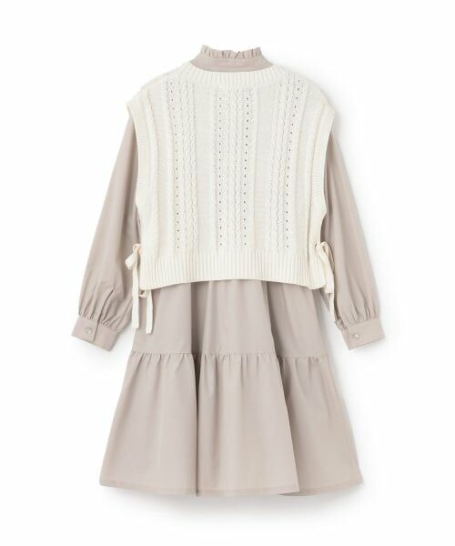 mezzo piano junior / メゾピアノジュニア ミニ丈・ひざ丈ワンピース | 【人気商品再入荷】【直営店で取り扱い無し】ニットベスト＆ティアードワンピースセット | 詳細1