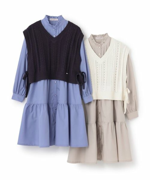 mezzo piano junior / メゾピアノジュニア ミニ丈・ひざ丈ワンピース | 【人気商品再入荷】【直営店で取り扱い無し】ニットベスト＆ティアードワンピースセット | 詳細10