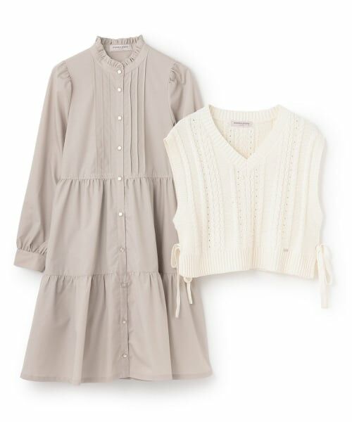 mezzo piano junior / メゾピアノジュニア ミニ丈・ひざ丈ワンピース | 【人気商品再入荷】【直営店で取り扱い無し】ニットベスト＆ティアードワンピースセット | 詳細2