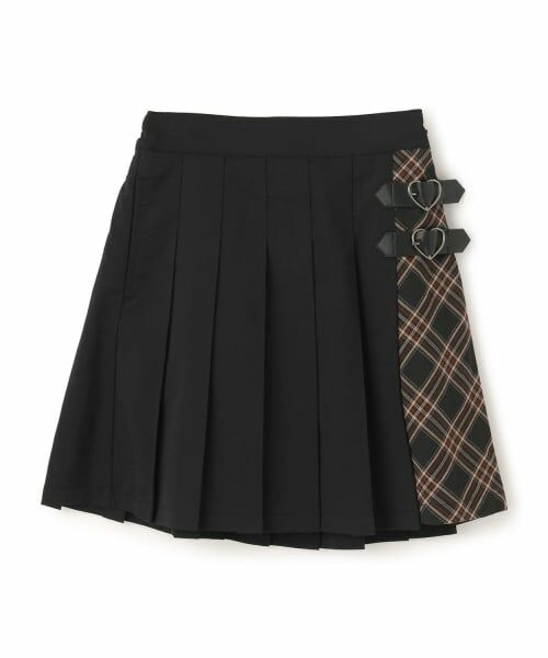 mezzo piano junior / メゾピアノジュニア ショート・ハーフ・半端丈パンツ | 【人気商品再入荷】【直営店で取り扱い無し】ハートバックルプリーツスカパン（黒）