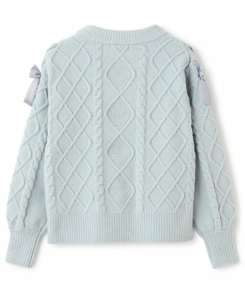 mezzo piano junior / メゾピアノジュニア ニット・セーター | 【人気商品再入荷】【直営店で取り扱い無し】肩レースアップ　ラメ入りモールニット | 詳細1