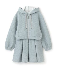 mezzo piano junior / メゾピアノジュニア パーカー | 【人気商品再入荷】【直営店で取り扱い無し】ハートジャカードジップパーカ＆スカパンセットアップ