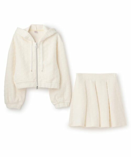mezzo piano junior / メゾピアノジュニア パーカー | 【人気商品再入荷】【直営店で取り扱い無し】ハートジャカードジップパーカ＆スカパンセットアップ | 詳細2