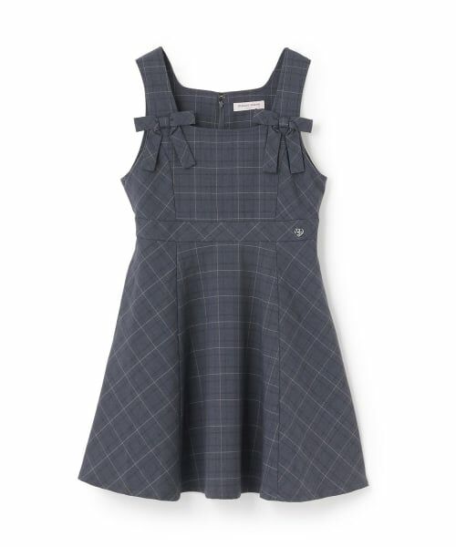 mezzo piano junior / メゾピアノジュニア ミニ丈・ひざ丈ワンピース | 【人気商品再入荷】【直営店で取り扱い無し】ツインリボンジャンパースカート（チャコール）