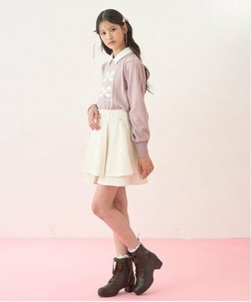 mezzo piano junior / メゾピアノジュニア ショート・ハーフ・半端丈パンツ | ツイードティアードショートパンツ | 詳細11