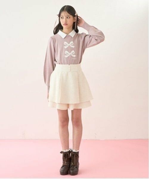 mezzo piano junior / メゾピアノジュニア ショート・ハーフ・半端丈パンツ | ツイードティアードショートパンツ | 詳細14