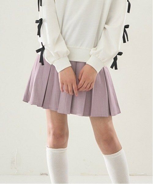 mezzo piano junior / メゾピアノジュニア ショート・ハーフ・半端丈パンツ | ハートバックルベルト ボックスプリーツスカパン(ピンク)