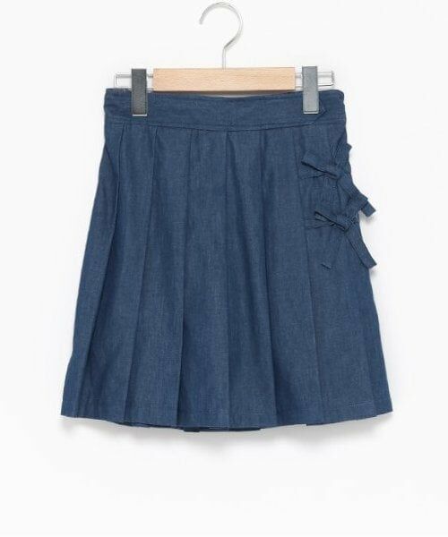 mezzo piano junior / メゾピアノジュニア ショート・ハーフ・半端丈パンツ | ダブルリボンプリーツスカパン（紺）
