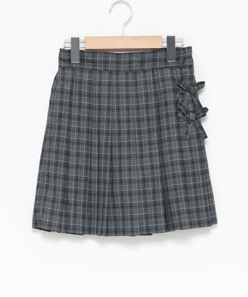 mezzo piano junior / メゾピアノジュニア ショート・ハーフ・半端丈パンツ | ダブルリボンプリーツスカパン（グレー）