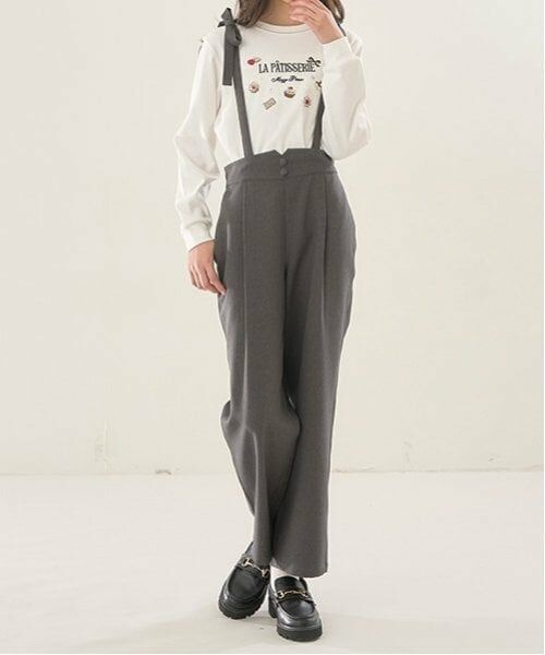 mezzo piano junior / メゾピアノジュニア その他パンツ | リボンつりつきロングパンツ（グレー）