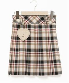 ハートミニバッグ付き別注チェックプリーツスカート