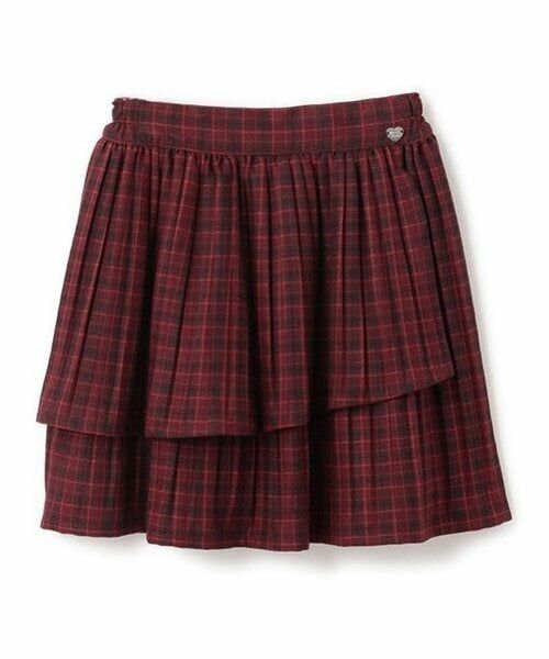 mezzo piano junior / メゾピアノジュニア ミニ・ひざ丈スカート | ランダムプリーツスカート  アソート生地（赤）