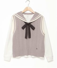 mezzo piano junior / メゾピアノジュニア ニット・セーター | セーラーニットベスト&Tシャツセット