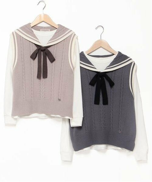 mezzo piano junior / メゾピアノジュニア ニット・セーター | セーラーニットベスト&Tシャツセット | 詳細12