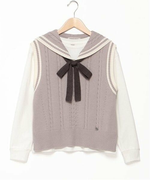 mezzo piano junior / メゾピアノジュニア ニット・セーター | セーラーニットベスト&Tシャツセット（ベージュ）