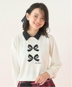 mezzo piano junior / メゾピアノジュニア ニット・セーター | 衿つきリボンニット