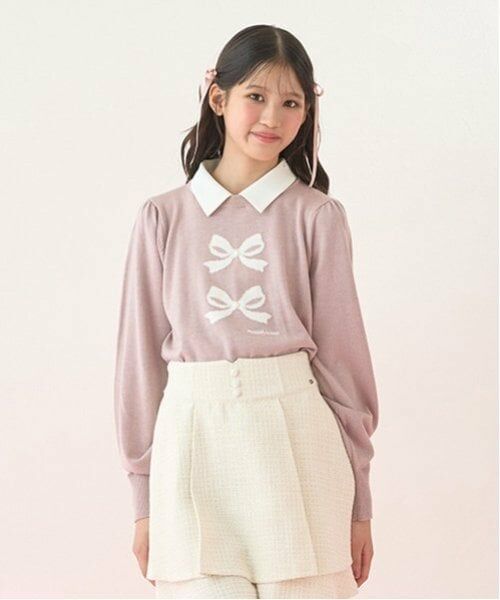 mezzo piano junior / メゾピアノジュニア ニット・セーター | 衿つきリボンニット | 詳細1