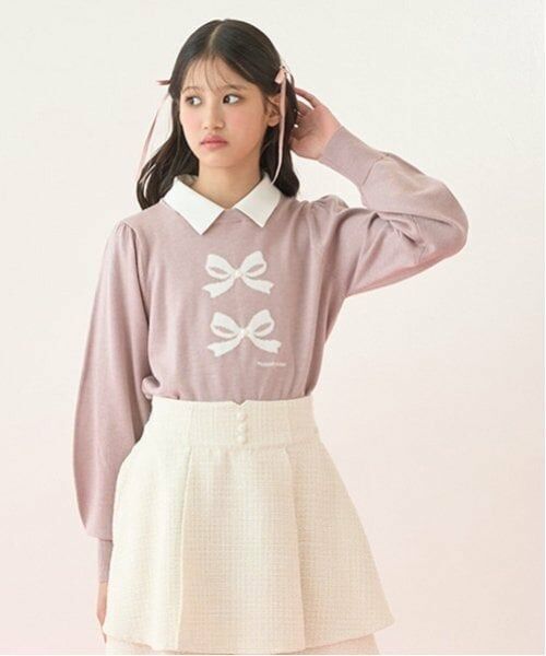 mezzo piano junior / メゾピアノジュニア ニット・セーター | 衿つきリボンニット | 詳細2