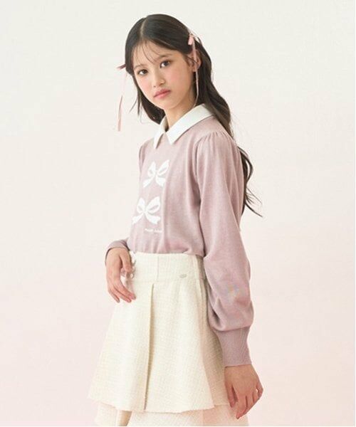 mezzo piano junior / メゾピアノジュニア ニット・セーター | 衿つきリボンニット | 詳細3