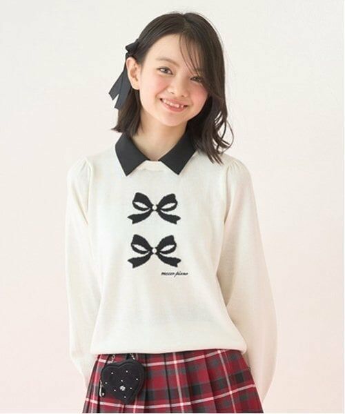 mezzo piano junior / メゾピアノジュニア ニット・セーター | 衿つきリボンニット | 詳細6