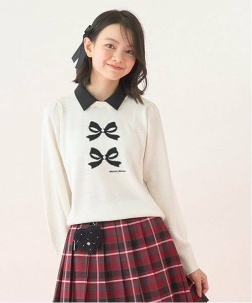 mezzo piano junior / メゾピアノジュニア ニット・セーター | 衿つきリボンニット | 詳細7