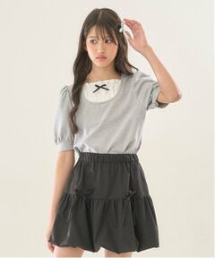 mezzo piano junior / メゾピアノジュニア Tシャツ | 布帛切り替えTシャツ（7分丈）