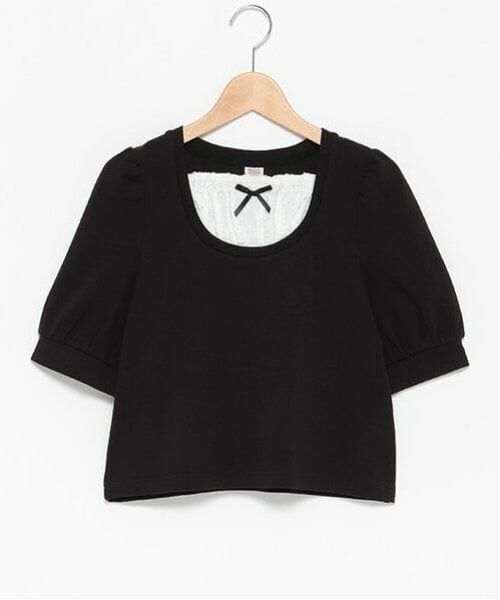 mezzo piano junior / メゾピアノジュニア Tシャツ | 布帛切り替えTシャツ(7分丈) | 詳細1