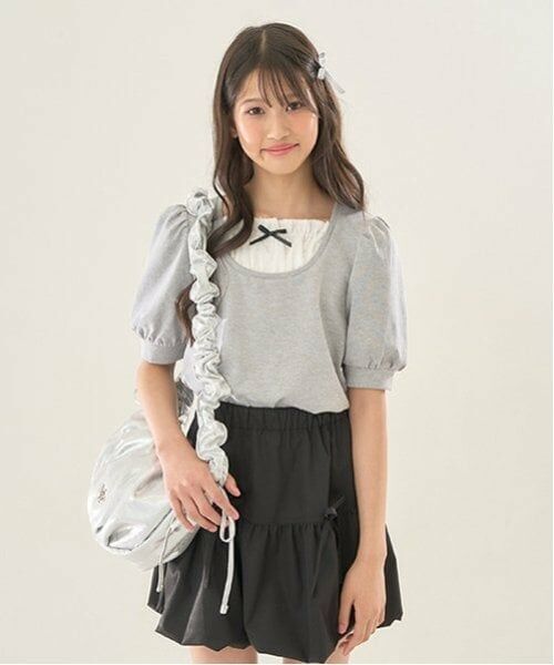 mezzo piano junior / メゾピアノジュニア Tシャツ | 布帛切り替えTシャツ(7分丈) | 詳細10