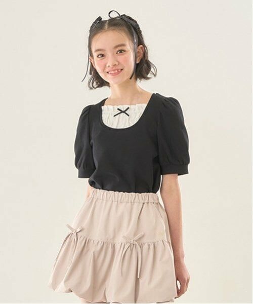 mezzo piano junior / メゾピアノジュニア Tシャツ | 布帛切り替えTシャツ(7分丈) | 詳細15