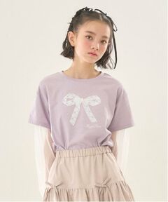 mezzo piano junior / メゾピアノジュニア Tシャツ | 袖チュールレイヤードTシャツ