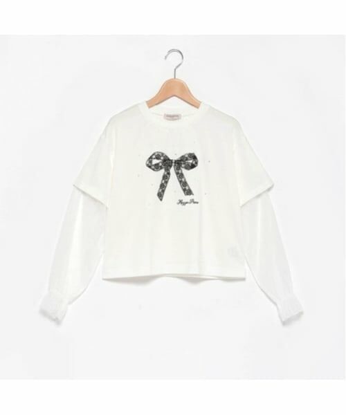 mezzo piano junior / メゾピアノジュニア Tシャツ | 袖チュールレイヤードTシャツ | 詳細1