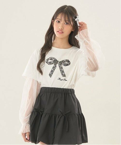 mezzo piano junior / メゾピアノジュニア Tシャツ | 袖チュールレイヤードTシャツ | 詳細14