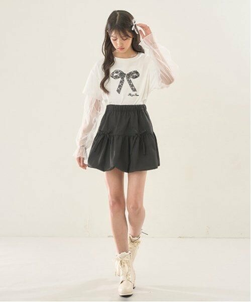 mezzo piano junior / メゾピアノジュニア Tシャツ | 袖チュールレイヤードTシャツ | 詳細15