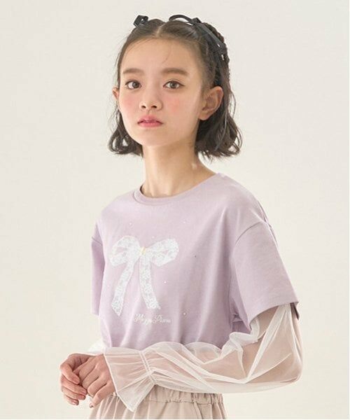 mezzo piano junior / メゾピアノジュニア Tシャツ | 袖チュールレイヤードTシャツ | 詳細17