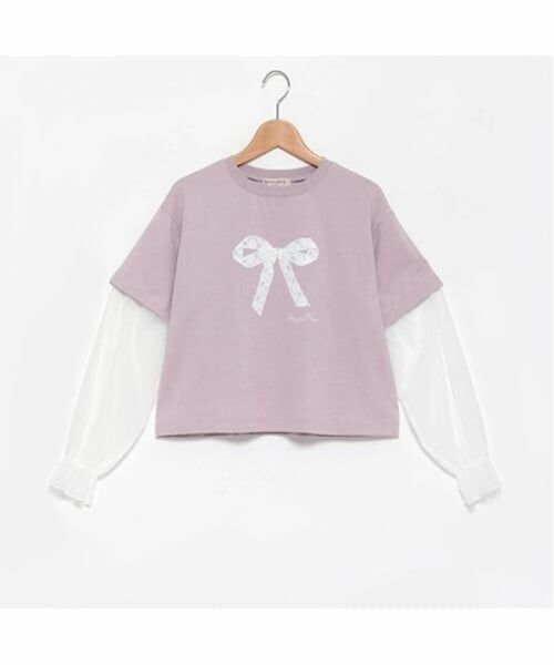 mezzo piano junior / メゾピアノジュニア Tシャツ | 袖チュールレイヤードTシャツ | 詳細2