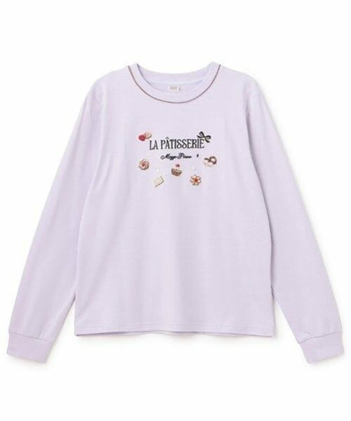 mezzo piano junior / メゾピアノジュニア Tシャツ | チョコレートスイーツ刺しゅう長袖シャツ（ラベンダー）
