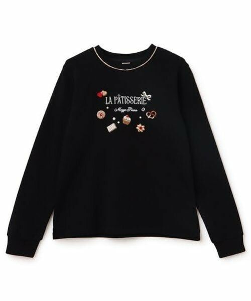 mezzo piano junior / メゾピアノジュニア Tシャツ | チョコレートスイーツ刺しゅう長袖シャツ（黒）