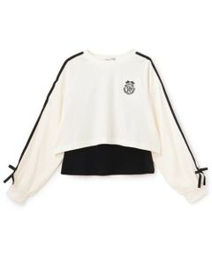 mezzo piano junior / メゾピアノジュニア Tシャツ | サイドライン&リボン長袖Tシャツ　タンクトップセット