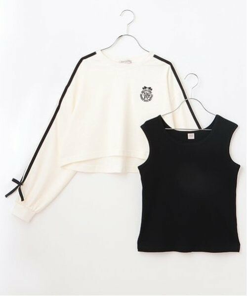 mezzo piano junior / メゾピアノジュニア Tシャツ | サイドライン&リボン長袖Tシャツ　タンクトップセット | 詳細2