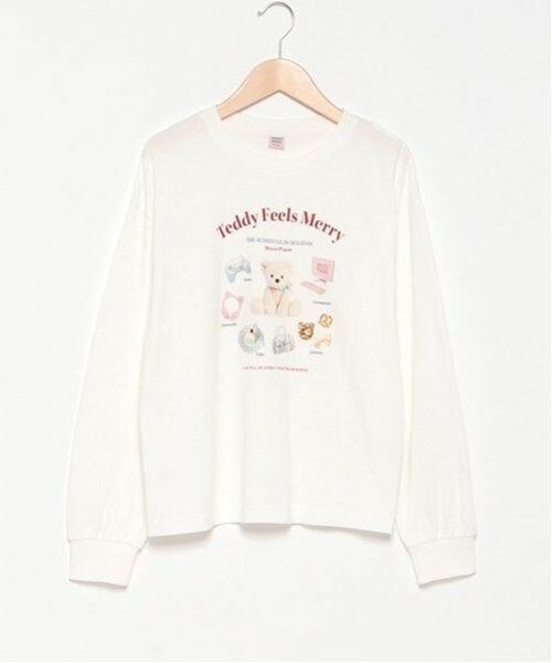 mezzo piano junior / メゾピアノジュニア Tシャツ | 【GOOD PRICE】Teddy Merry長袖Tシャツ（オフ ホワイト）